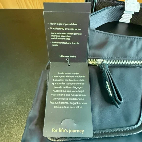 baggallini Hillcrest Hobo Crossbody Bag Black Nylon Removable RFID Wristlet - Picture 6 of 13